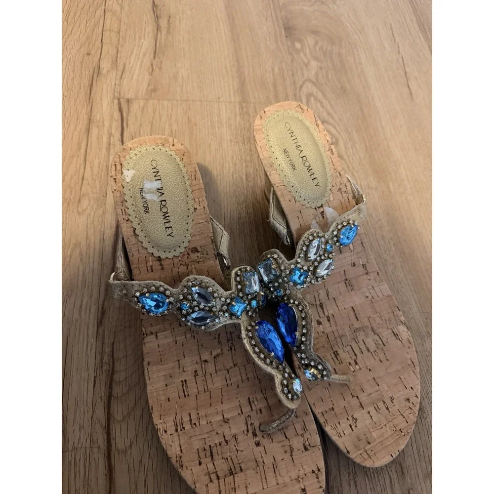Cynthia Rowley Women's Sandals Size 9.5 Wooden Platform Wedge